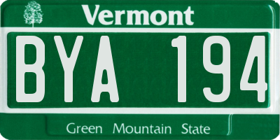VT license plate BYA194