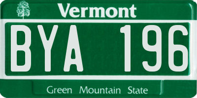 VT license plate BYA196