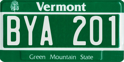 VT license plate BYA201
