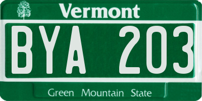 VT license plate BYA203