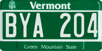 VT license plate BYA204