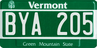 VT license plate BYA205