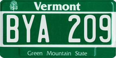 VT license plate BYA209