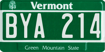 VT license plate BYA214