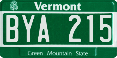 VT license plate BYA215