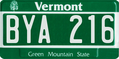 VT license plate BYA216