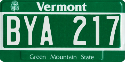 VT license plate BYA217