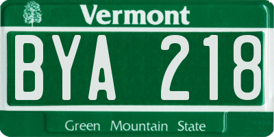 VT license plate BYA218