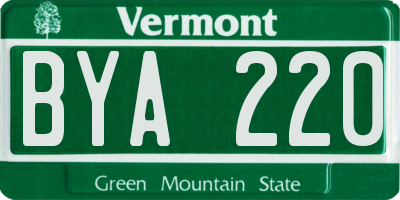 VT license plate BYA220