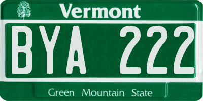 VT license plate BYA222