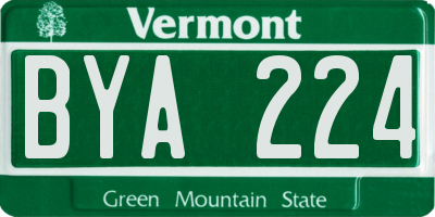 VT license plate BYA224