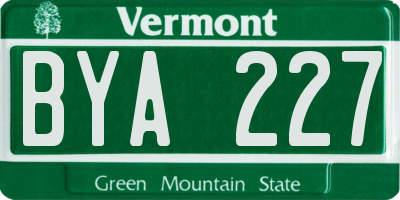 VT license plate BYA227