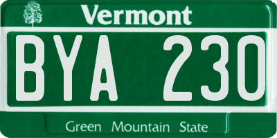 VT license plate BYA230