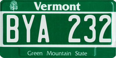 VT license plate BYA232