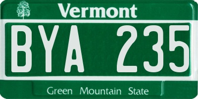 VT license plate BYA235