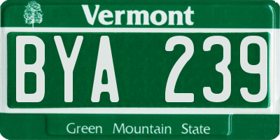 VT license plate BYA239