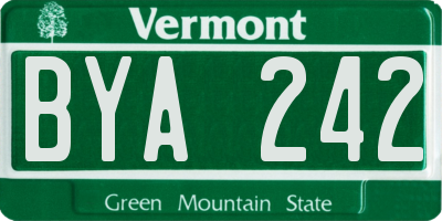 VT license plate BYA242