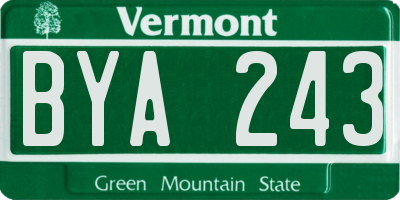 VT license plate BYA243