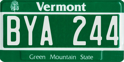 VT license plate BYA244