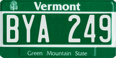VT license plate BYA249
