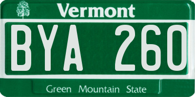 VT license plate BYA260