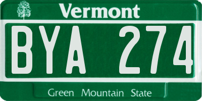VT license plate BYA274