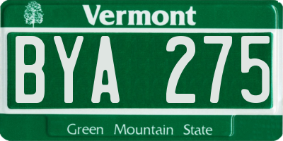 VT license plate BYA275