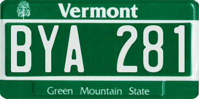 VT license plate BYA281