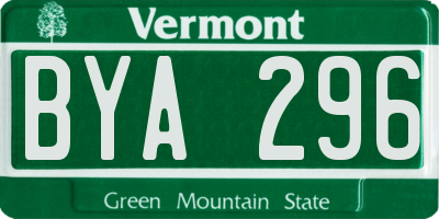 VT license plate BYA296