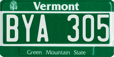 VT license plate BYA305