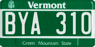 VT license plate BYA310