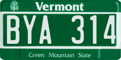 VT license plate BYA314