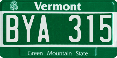 VT license plate BYA315