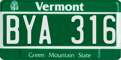 VT license plate BYA316