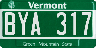 VT license plate BYA317