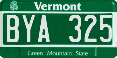 VT license plate BYA325