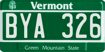 VT license plate BYA326