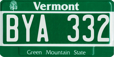 VT license plate BYA332
