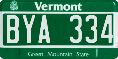 VT license plate BYA334