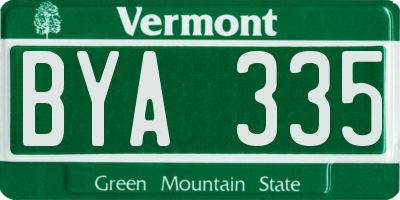 VT license plate BYA335