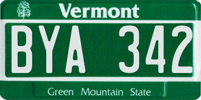 VT license plate BYA342