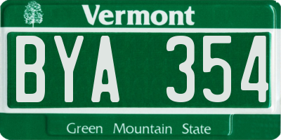VT license plate BYA354