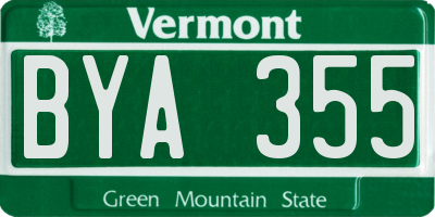 VT license plate BYA355
