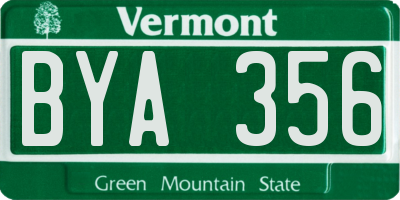 VT license plate BYA356