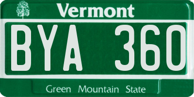 VT license plate BYA360