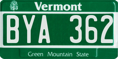 VT license plate BYA362