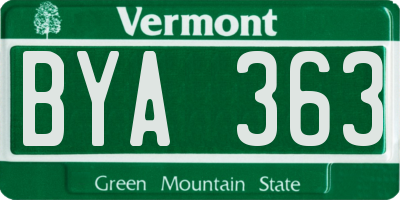 VT license plate BYA363