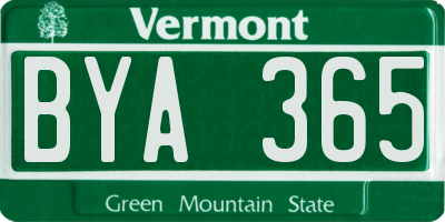 VT license plate BYA365