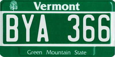 VT license plate BYA366
