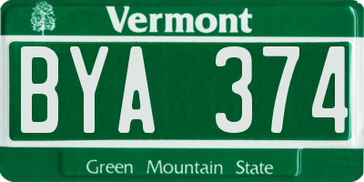 VT license plate BYA374